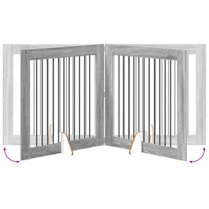 Πύλη Σκύλου με Στηρίγματα 4 pcs Γκρι Sonoma 100 x 100 cm - Pakobazaar