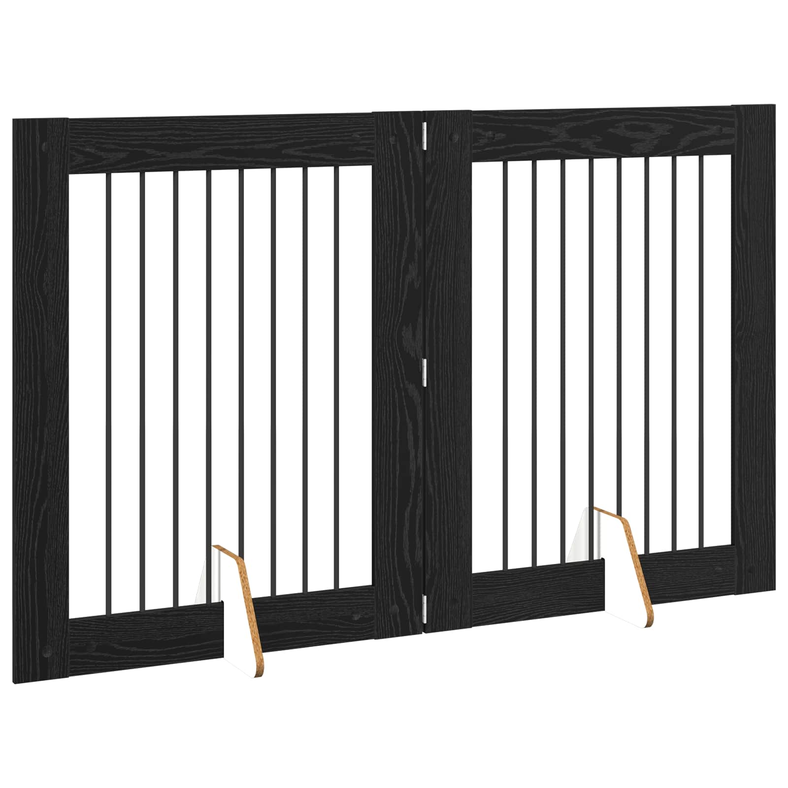 Πύλη Σκύλου με Στηρίγματα 2 pcs Μαύρη Δρυς 80 x 100 cm - Pakobazaar