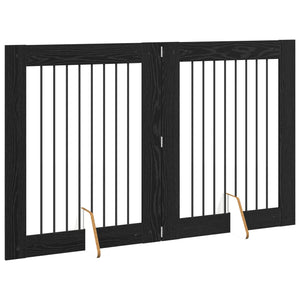 Πύλη Σκύλου με Στηρίγματα 2 pcs Μαύρη Δρυς 80 x 100 cm - Pakobazaar