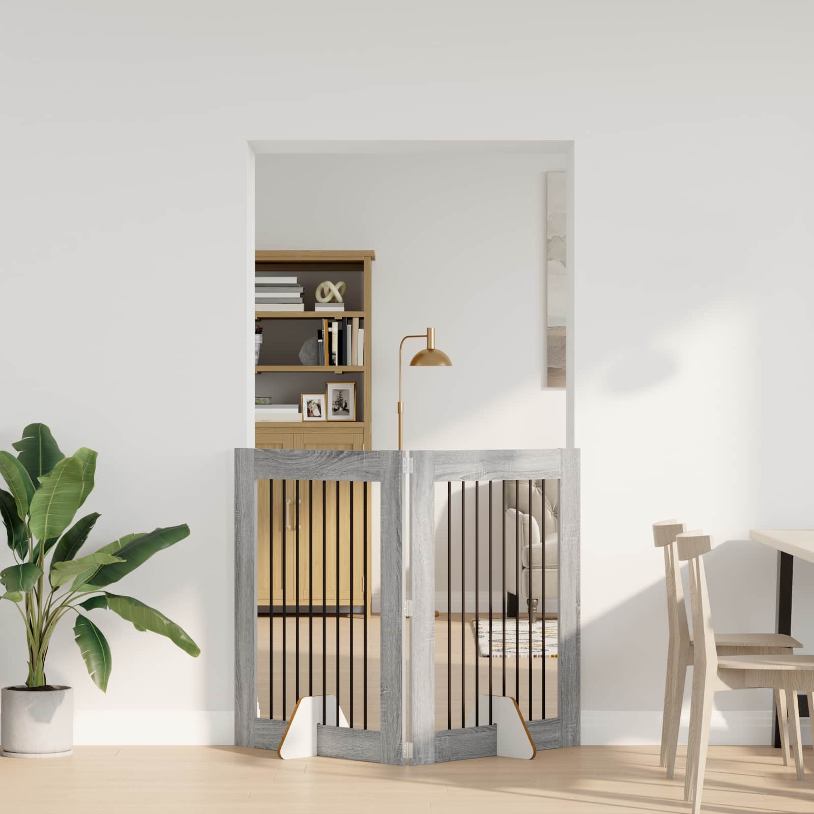 Πύλη Σκύλου με Στηρίγματα 2 pcs Γκρι Sonoma 80 x 100 cm - Pakobazaar