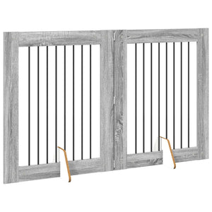 Πύλη Σκύλου με Στηρίγματα 2 pcs Γκρι Sonoma 80 x 100 cm - Pakobazaar