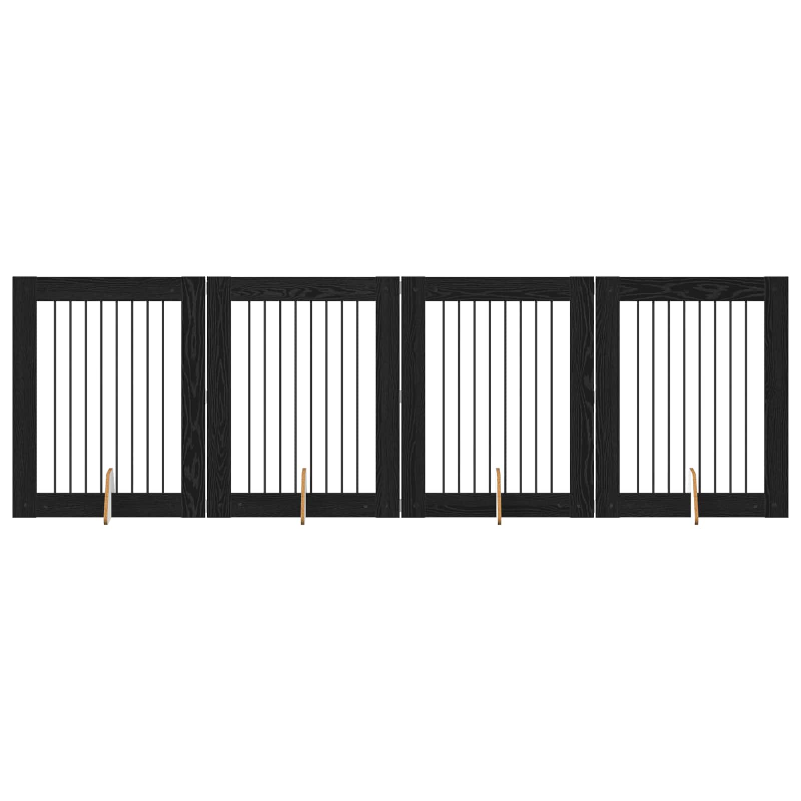 Πύλη Σκύλου με Στηρίγματα 4 pcs Μαύρη Δρυς 80 x 100 cm - Pakobazaar