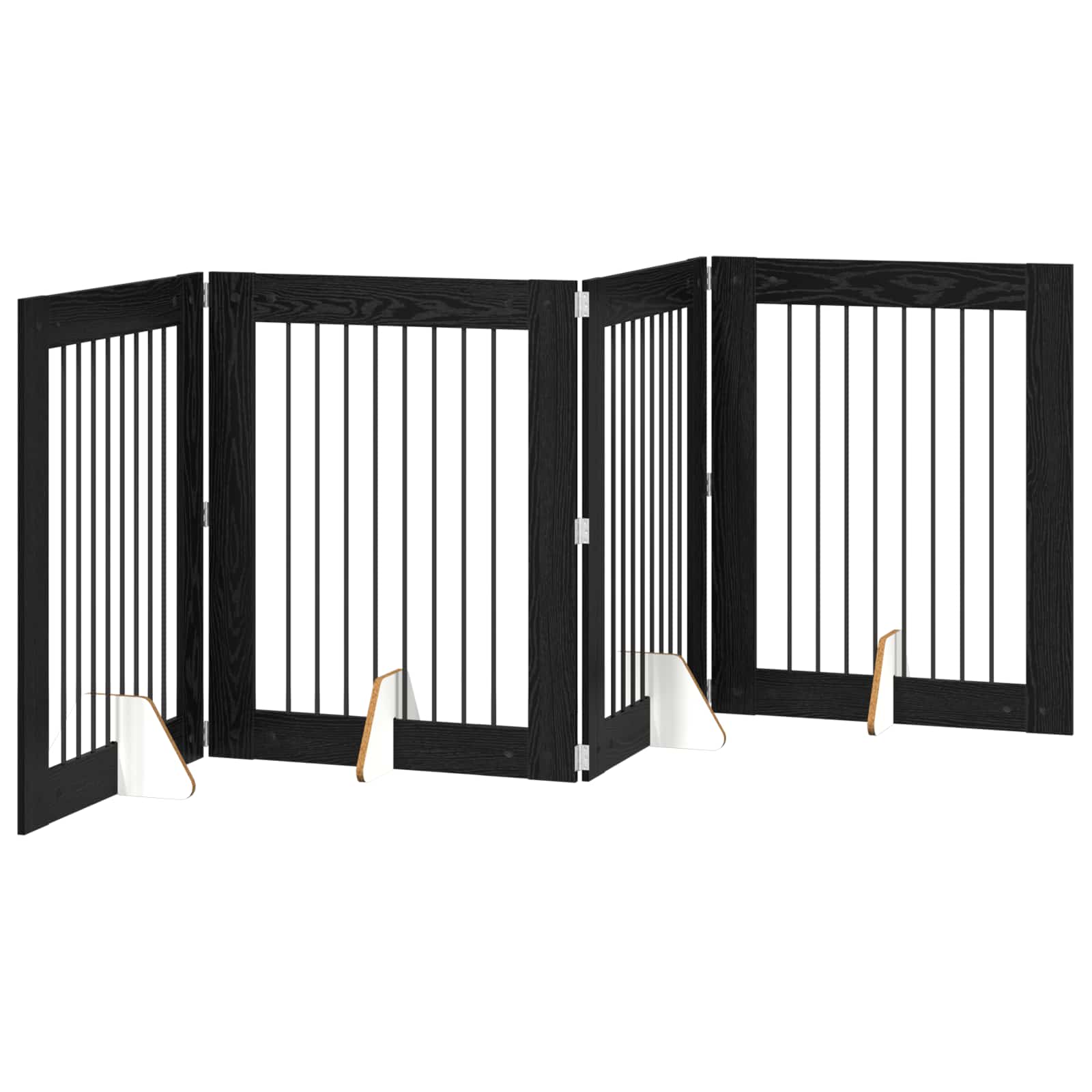 Πύλη Σκύλου με Στηρίγματα 4 pcs Μαύρη Δρυς 80 x 100 cm - Pakobazaar