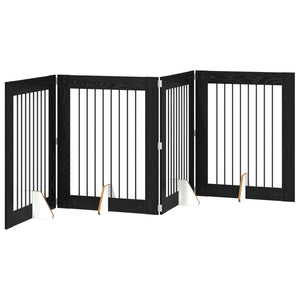Πύλη Σκύλου με Στηρίγματα 4 pcs Μαύρη Δρυς 80 x 100 cm - Pakobazaar