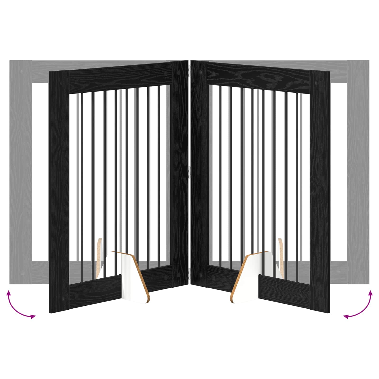 Πύλη Σκύλου με Στηρίγματα 4 pcs Μαύρη Δρυς 80 x 100 cm - Pakobazaar