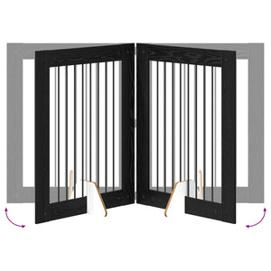 Πύλη Σκύλου με Στηρίγματα 4 pcs Μαύρη Δρυς 80 x 100 cm - Pakobazaar
