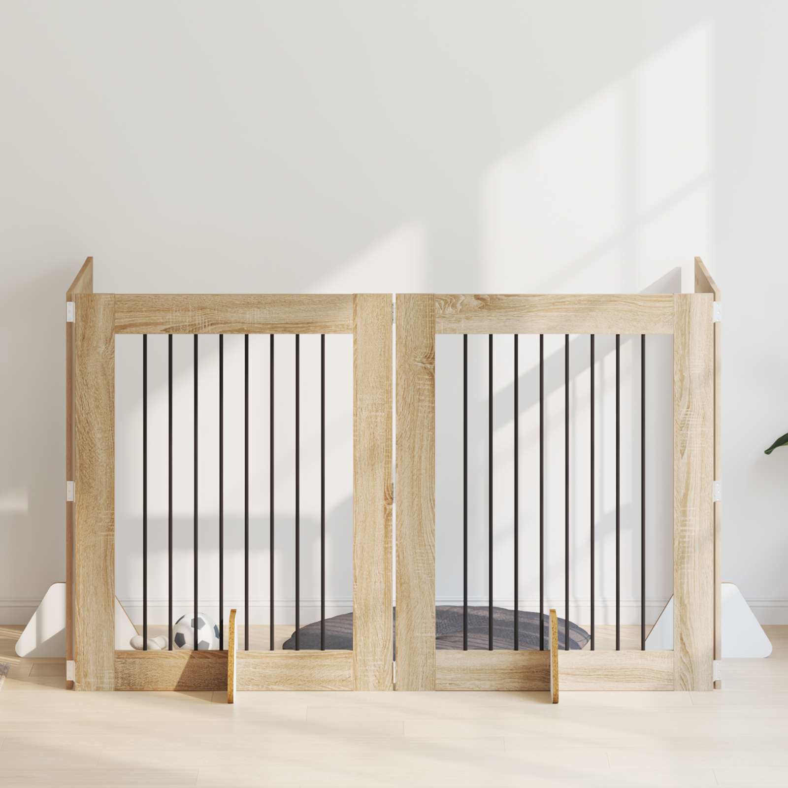 Πύλη Σκύλου με Στηρίγματα 4 pcs Sonoma Δρυς 80 x 100 cm - Pakobazaar