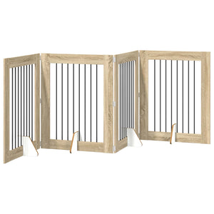 Πύλη Σκύλου με Στηρίγματα 4 pcs Sonoma Δρυς 80 x 100 cm - Pakobazaar