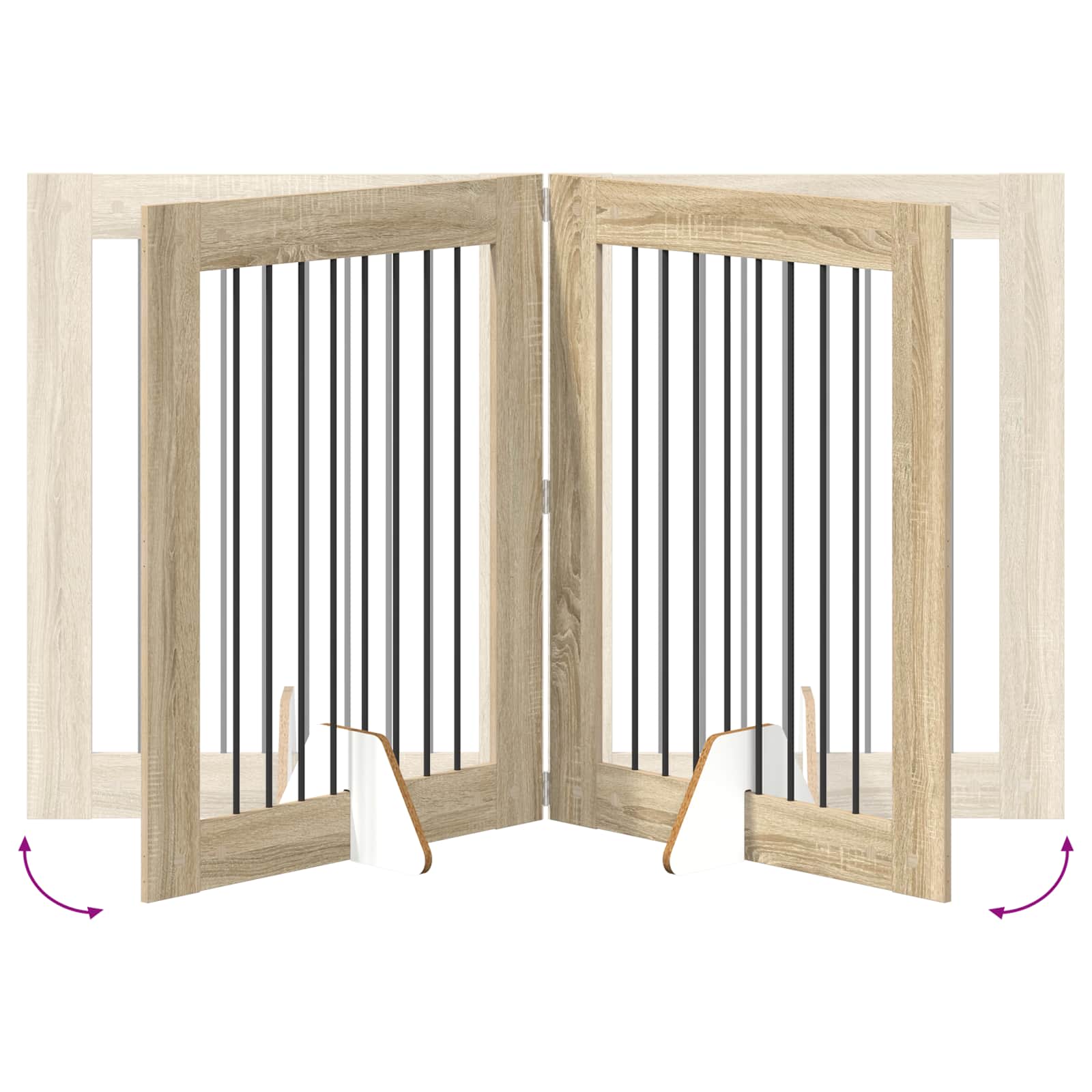 Πύλη Σκύλου με Στηρίγματα 4 pcs Sonoma Δρυς 80 x 100 cm - Pakobazaar
