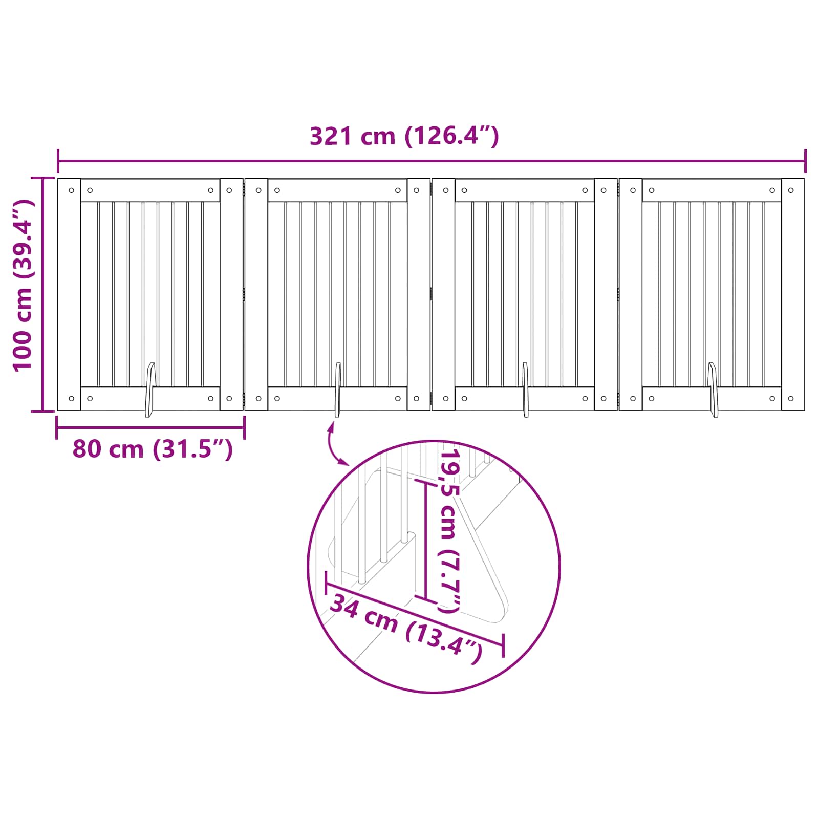 Πύλη Σκύλου με Στηρίγματα 4 pcs Sonoma Δρυς 80 x 100 cm - Pakobazaar
