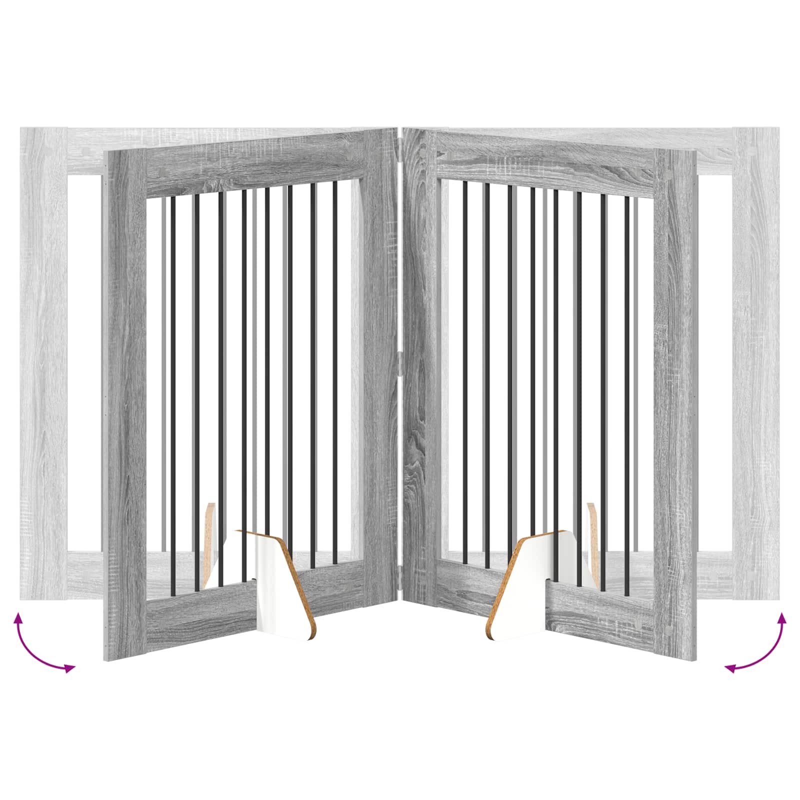 Πύλη Σκύλου με Στηρίγματα 4 pcs Γκρι Sonoma 80 x 100 cm - Pakobazaar