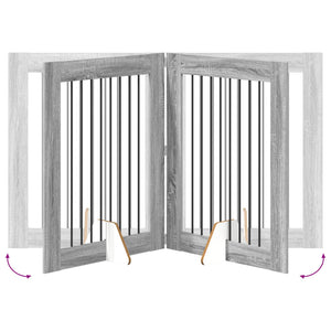 Πύλη Σκύλου με Στηρίγματα 4 pcs Γκρι Sonoma 80 x 100 cm - Pakobazaar