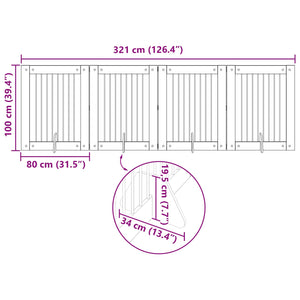 Πύλη Σκύλου με Στηρίγματα 4 pcs Γκρι Sonoma 80 x 100 cm - Pakobazaar