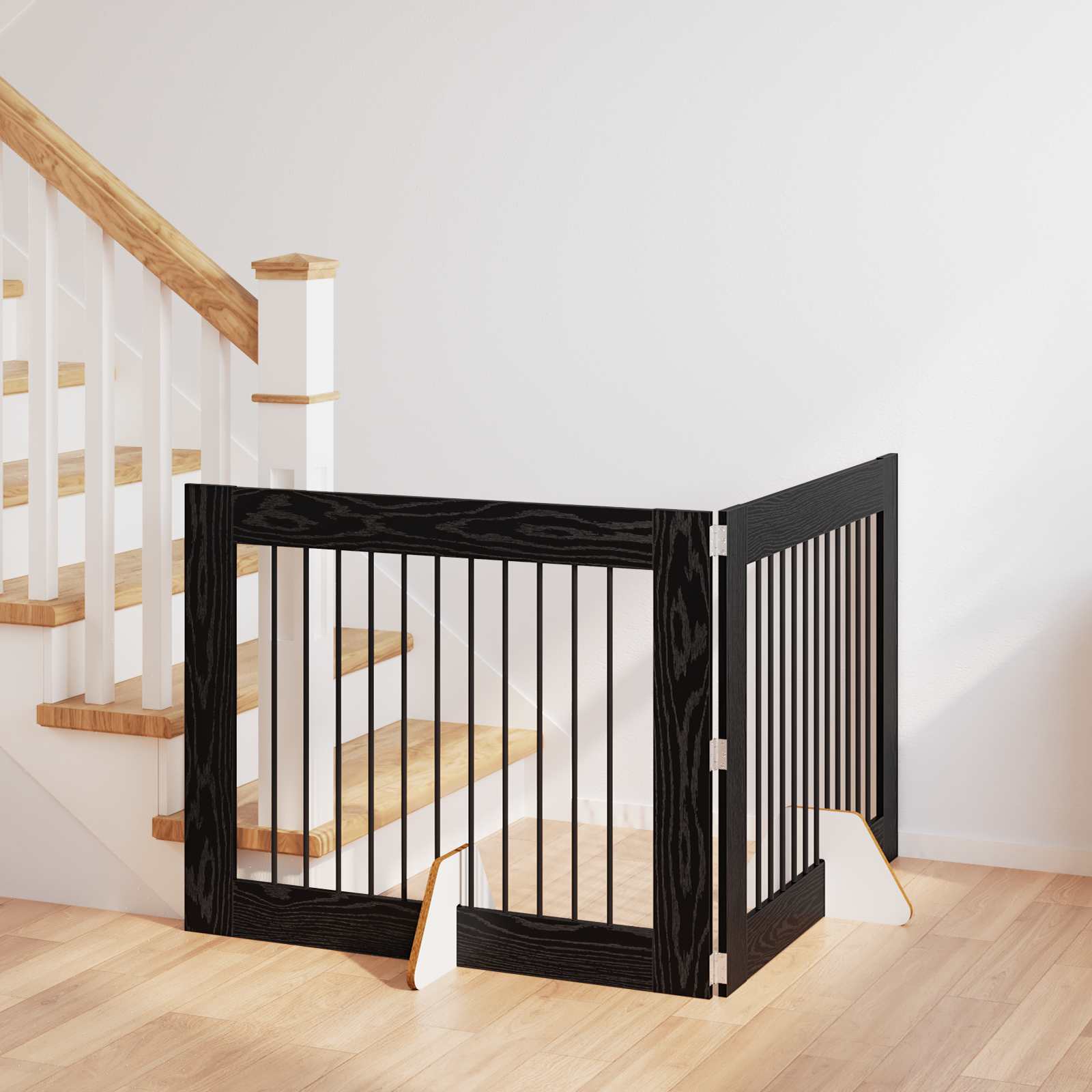 Πύλη Σκύλου με Στηρίγματα 2 pcs Μαύρη Δρυς 100 x 80 cm - Pakobazaar