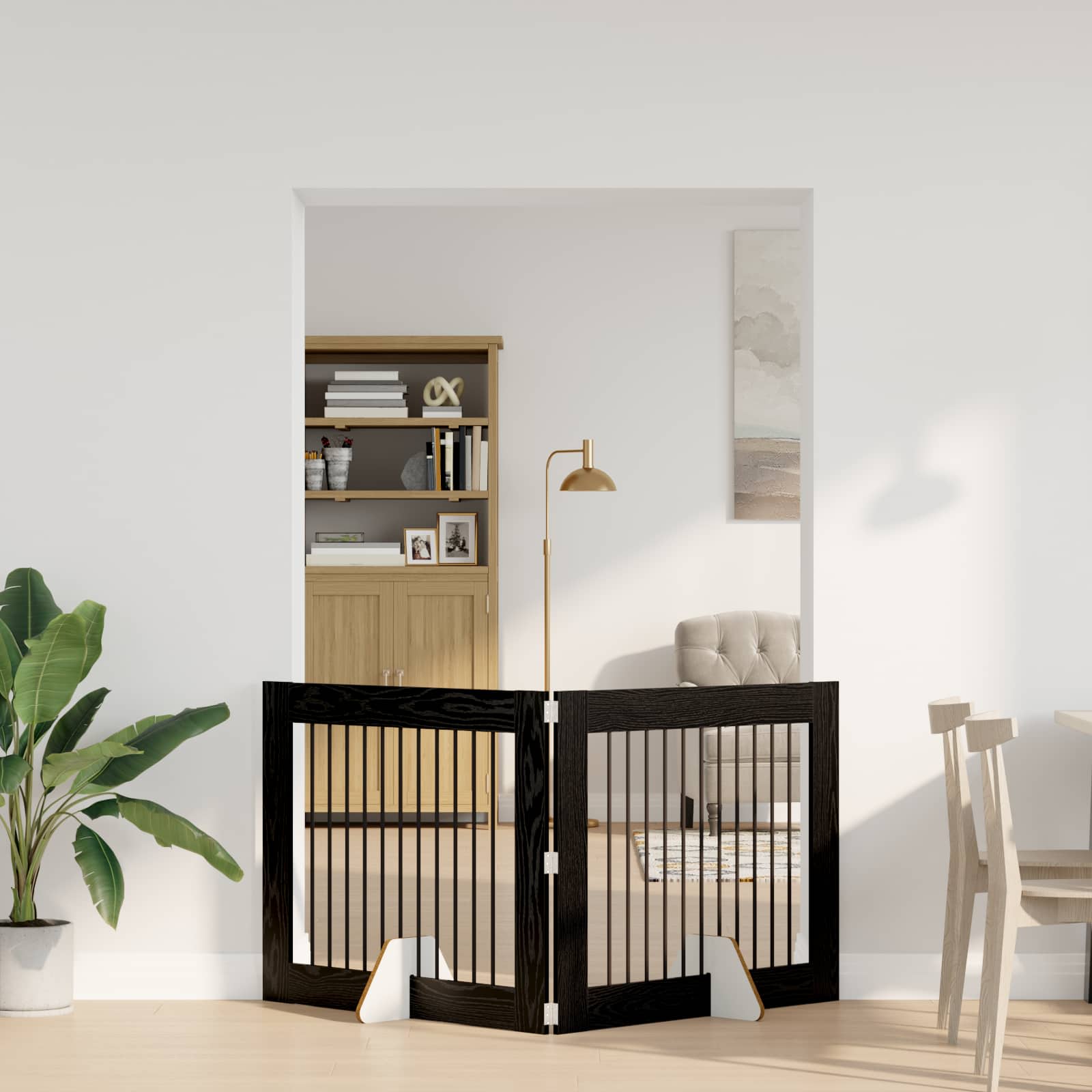 Πύλη Σκύλου με Στηρίγματα 2 pcs Μαύρη Δρυς 100 x 80 cm - Pakobazaar
