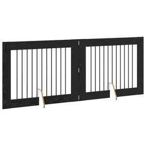 Πύλη Σκύλου με Στηρίγματα 2 pcs Μαύρη Δρυς 100 x 80 cm - Pakobazaar