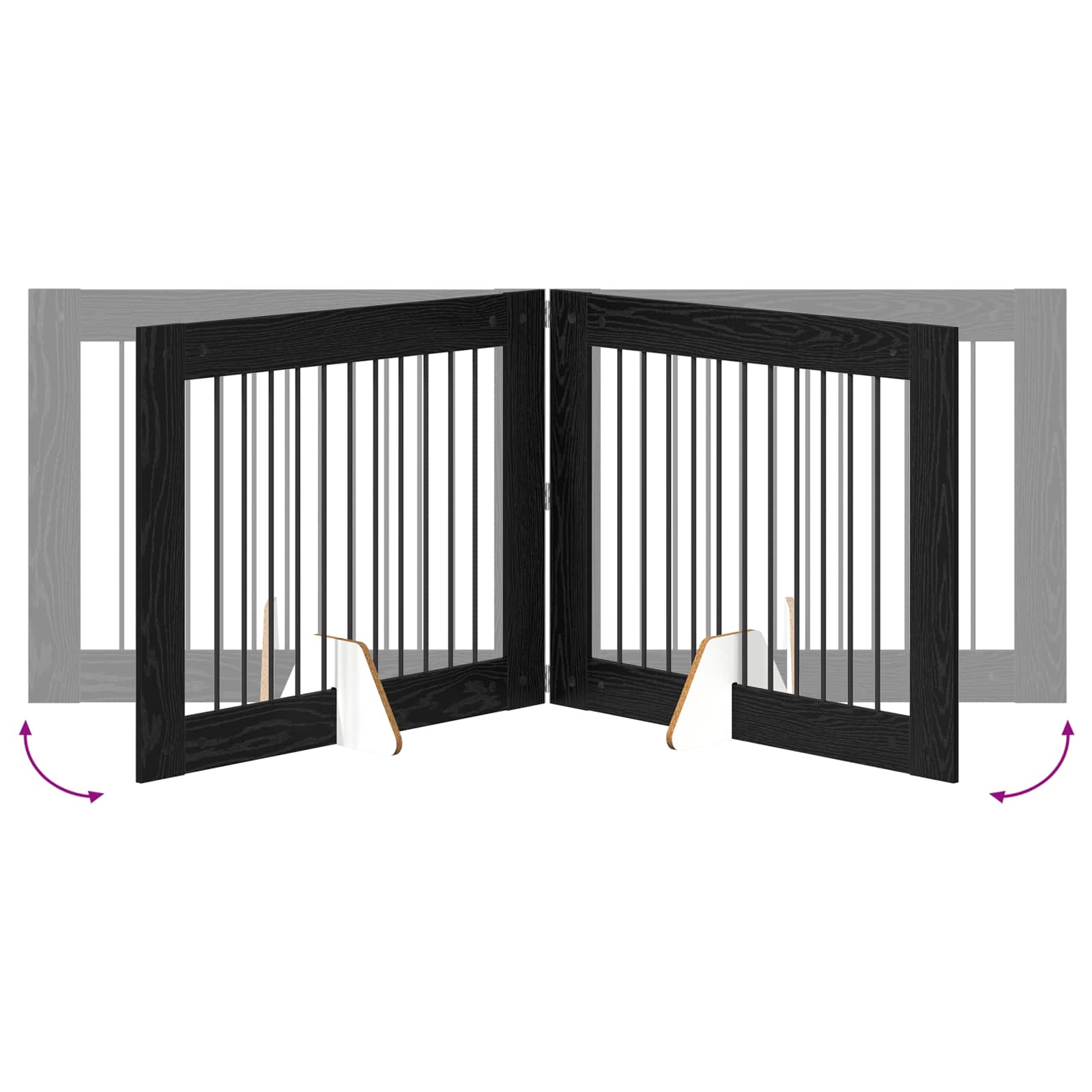 Πύλη Σκύλου με Στηρίγματα 2 pcs Μαύρη Δρυς 100 x 80 cm - Pakobazaar