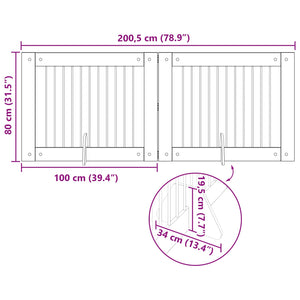 Πύλη Σκύλου με Στηρίγματα 2 pcs Καπνισμένο Ξύλο Δρυός - Pakobazaar