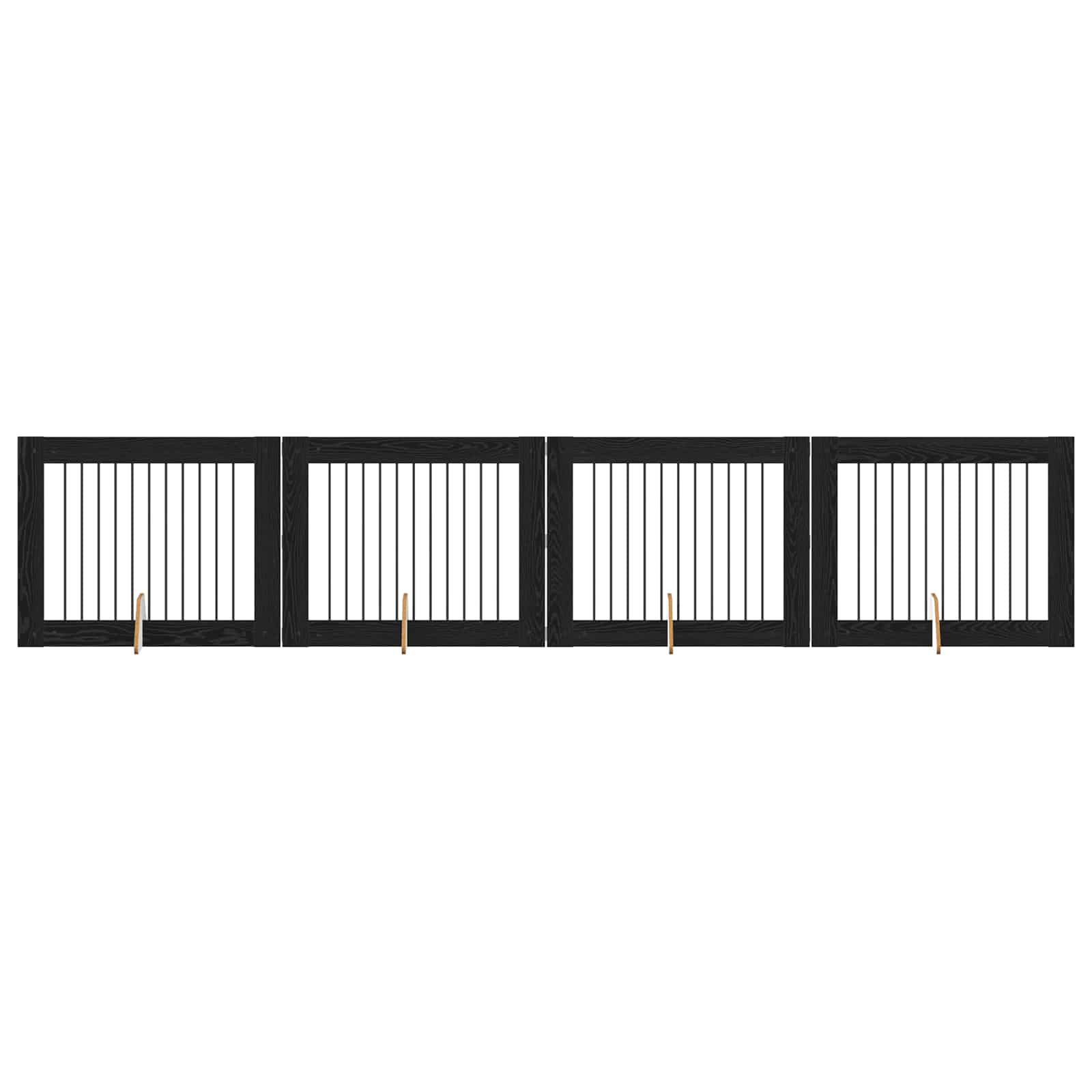Πύλη Σκύλου με Στηρίγματα 4 pcs Μαύρη Δρυς 100 x 80 cm - Pakobazaar