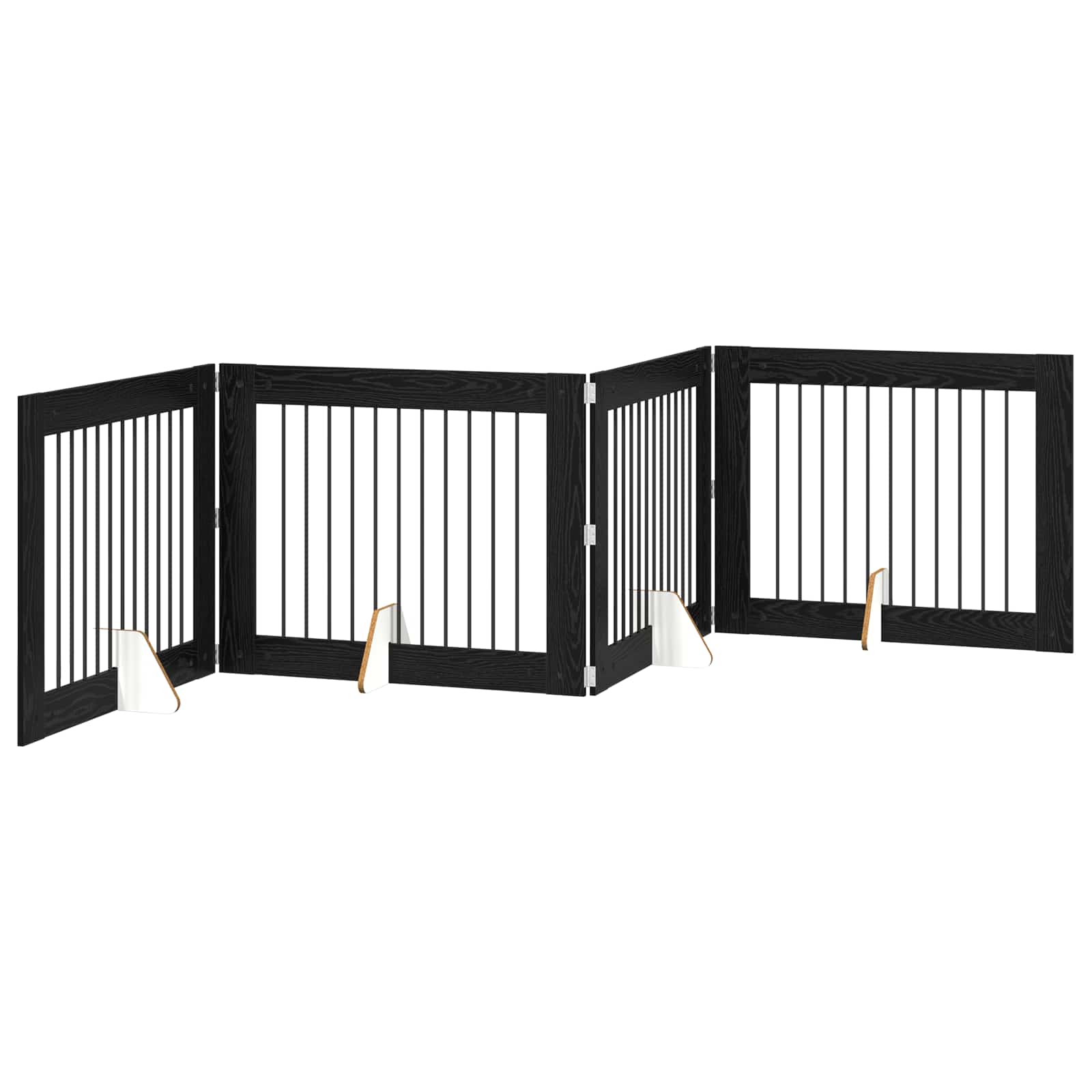 Πύλη Σκύλου με Στηρίγματα 4 pcs Μαύρη Δρυς 100 x 80 cm - Pakobazaar