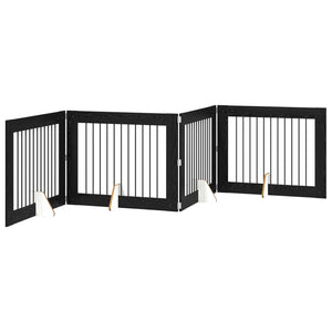Πύλη Σκύλου με Στηρίγματα 4 pcs Μαύρη Δρυς 100 x 80 cm - Pakobazaar