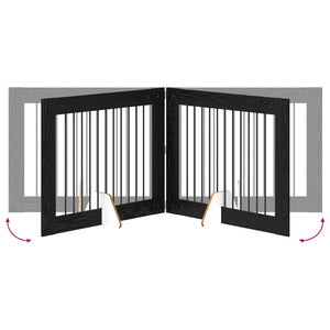 Πύλη Σκύλου με Στηρίγματα 4 pcs Μαύρη Δρυς 100 x 80 cm - Pakobazaar