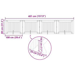 Πύλη Σκύλου με Στηρίγματα 4 pcs Μαύρη Δρυς 100 x 80 cm - Pakobazaar