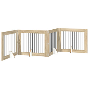 Πύλη Σκύλου με Στηρίγματα 4 pcs Sonoma Δρυς 100 x 80 cm - Pakobazaar