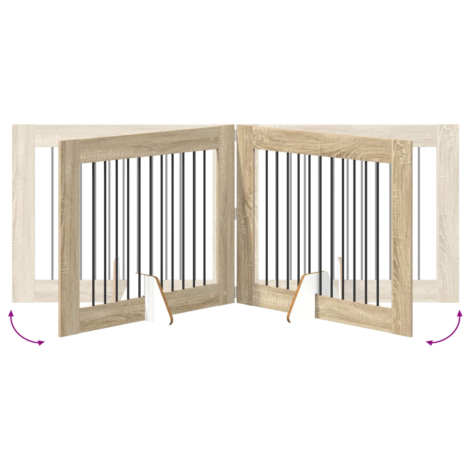 Πύλη Σκύλου με Στηρίγματα 4 pcs Sonoma Δρυς 100 x 80 cm - Pakobazaar