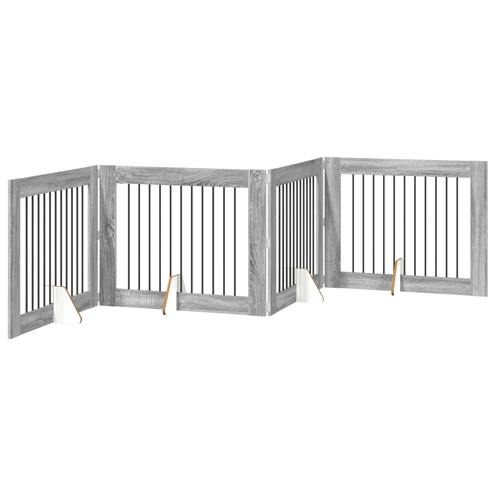 Πύλη Σκύλου με Στηρίγματα 4 pcs Γκρι Sonoma 100 x 80 cm - Pakobazaar