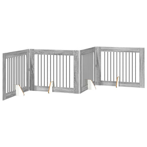 Πύλη Σκύλου με Στηρίγματα 4 pcs Γκρι Sonoma 100 x 80 cm - Pakobazaar