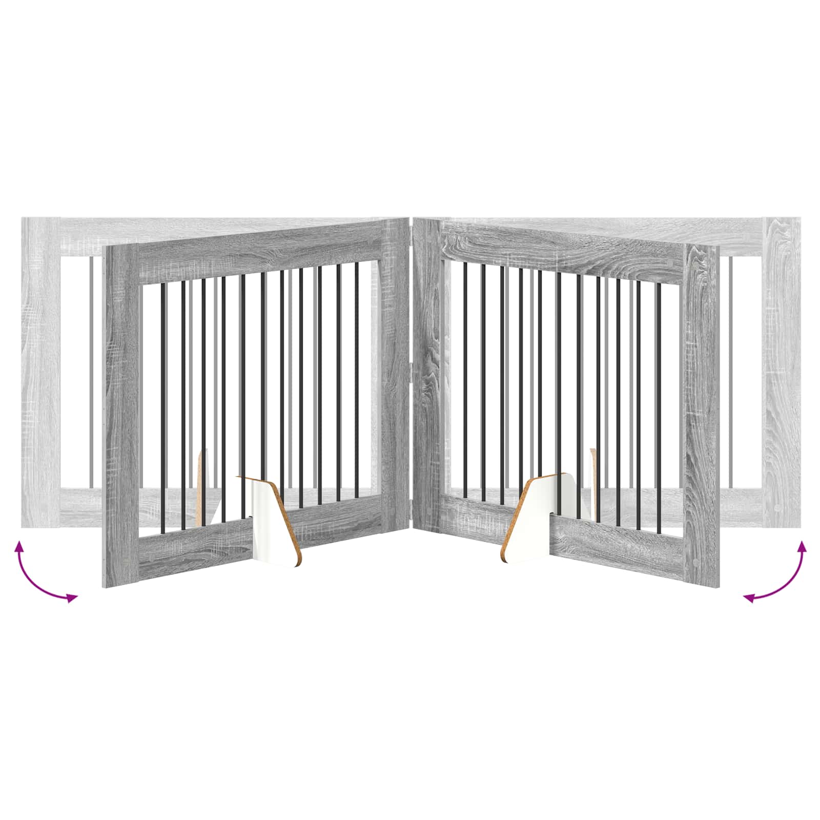 Πύλη Σκύλου με Στηρίγματα 4 pcs Γκρι Sonoma 100 x 80 cm - Pakobazaar