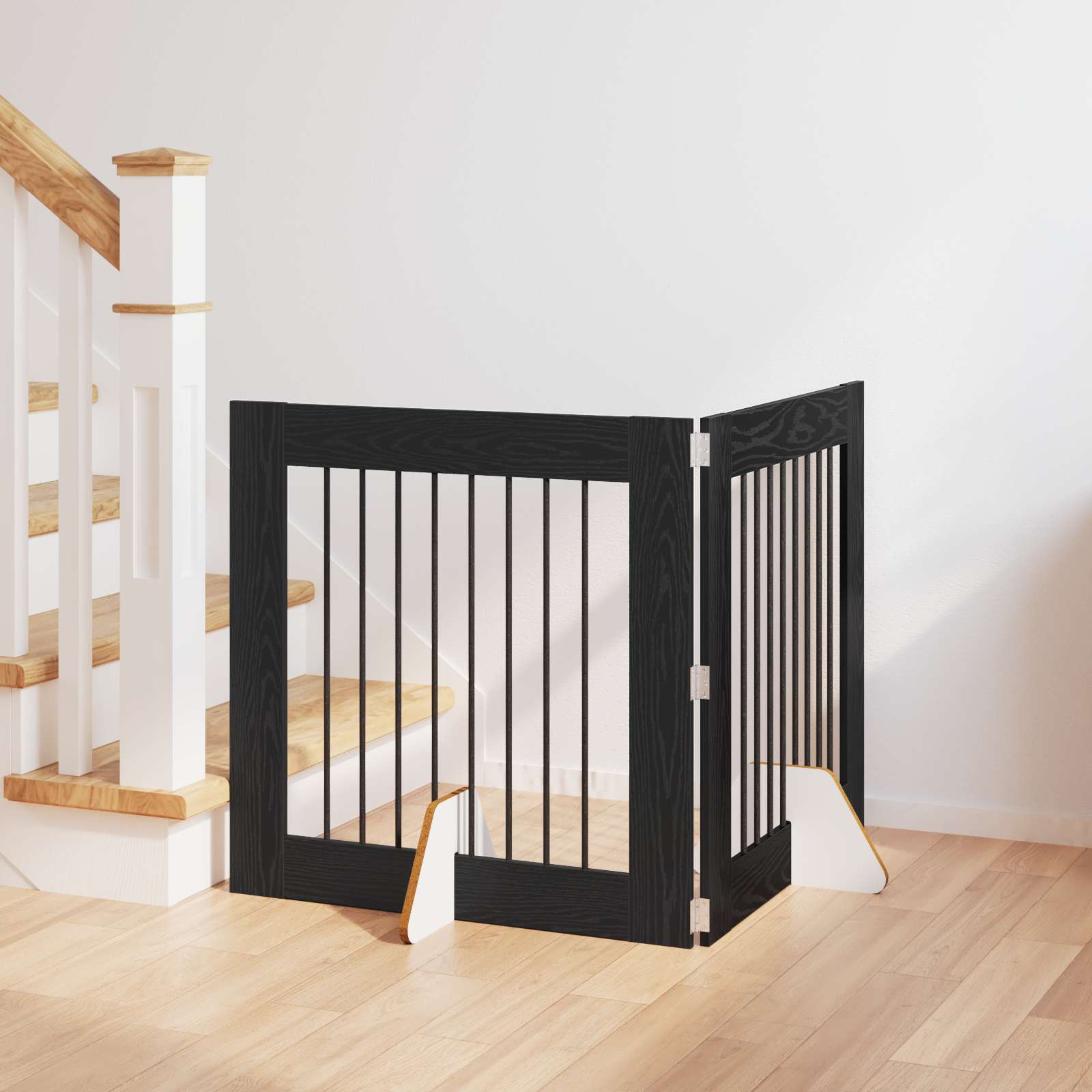 Πύλη Σκύλου με Στηρίγματα 2 pcs Μαύρη Δρυς 80 x 80 cm - Pakobazaar