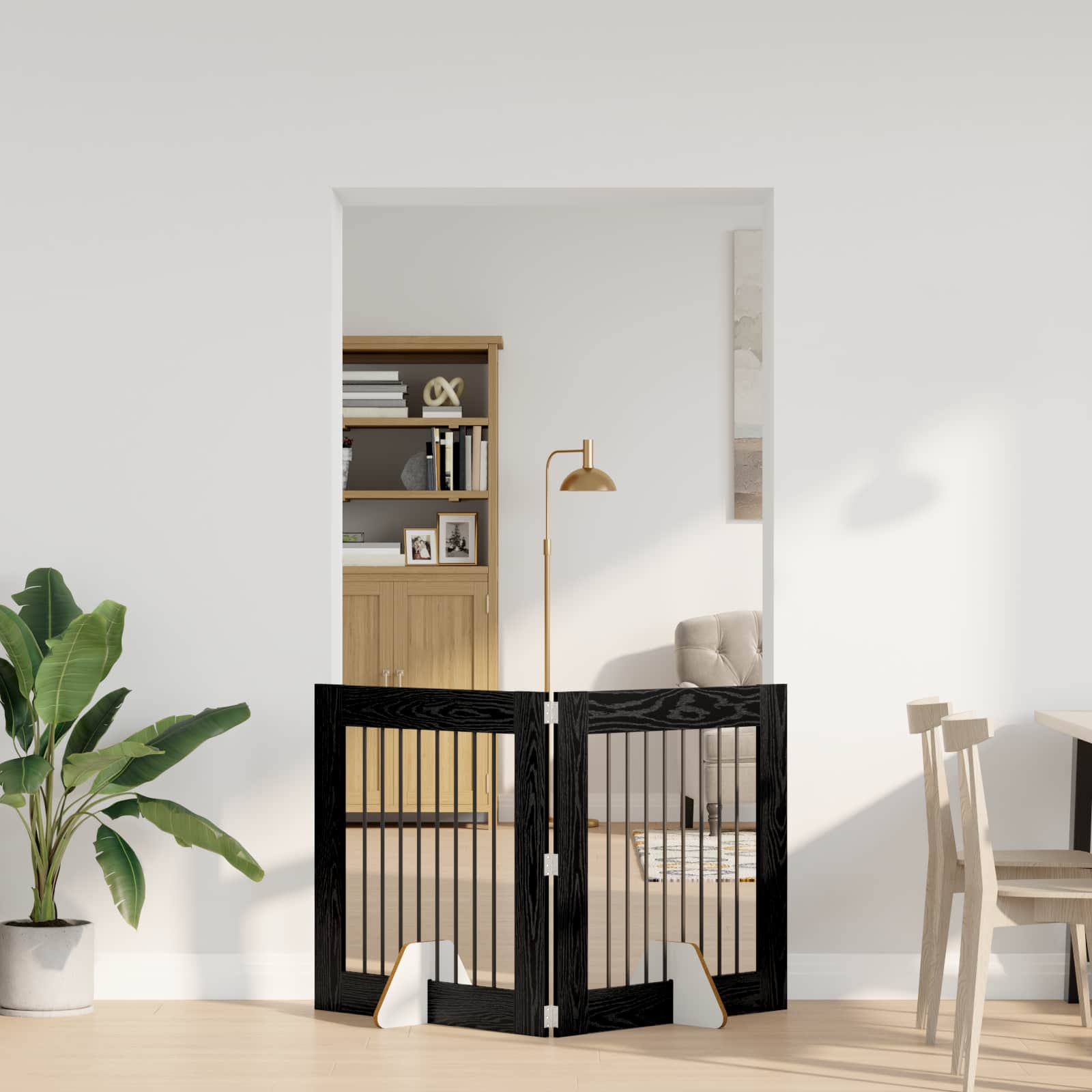 Πύλη Σκύλου με Στηρίγματα 2 pcs Μαύρη Δρυς 80 x 80 cm - Pakobazaar
