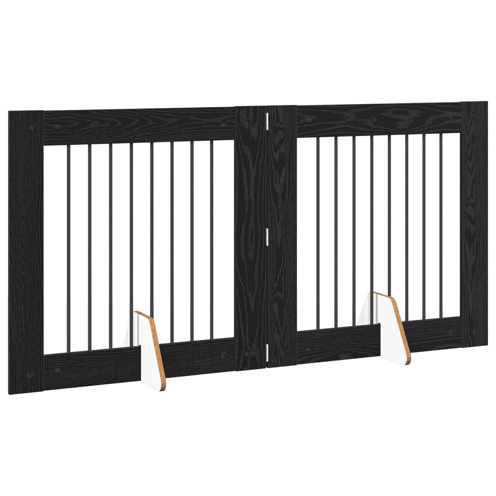 Πύλη Σκύλου με Στηρίγματα 2 pcs Μαύρη Δρυς 80 x 80 cm - Pakobazaar