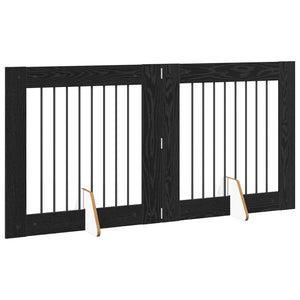 Πύλη Σκύλου με Στηρίγματα 2 pcs Μαύρη Δρυς 80 x 80 cm - Pakobazaar