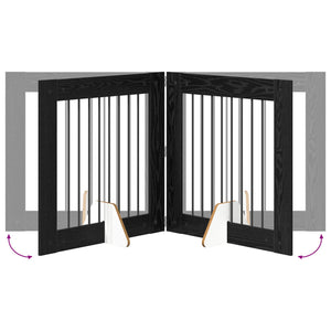 Πύλη Σκύλου με Στηρίγματα 2 pcs Μαύρη Δρυς 80 x 80 cm - Pakobazaar