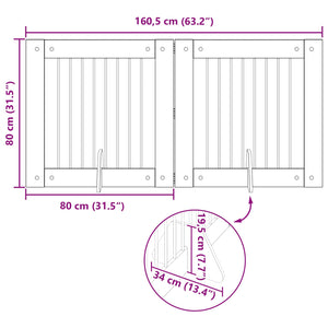 Πύλη Σκύλου με Στηρίγματα 2 pcs Καπνισμένο Ξύλο Δρυός - Pakobazaar