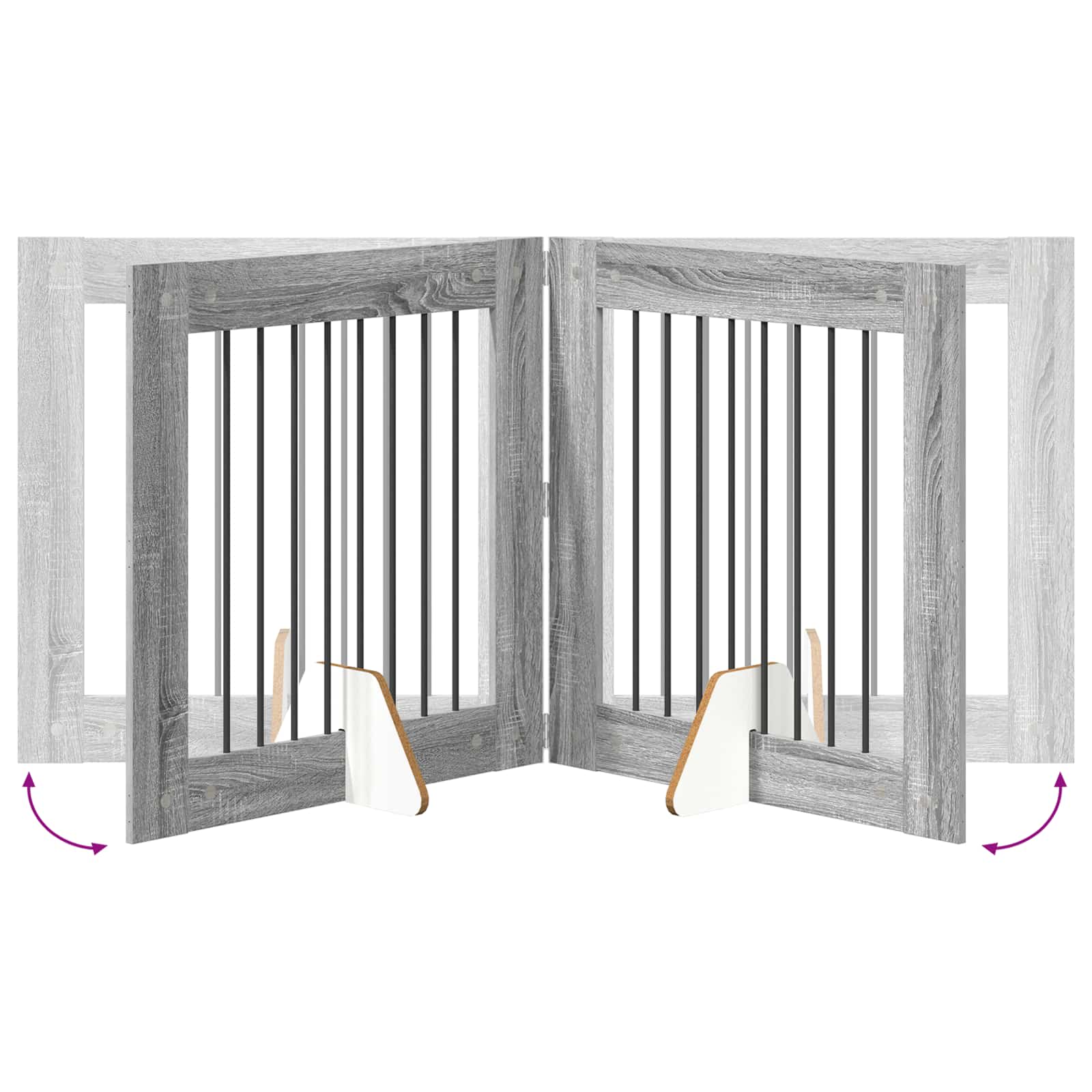 Πύλη Σκύλου με Στηρίγματα 2 pcs Γκρι Sonoma 80 x 80 cm - Pakobazaar