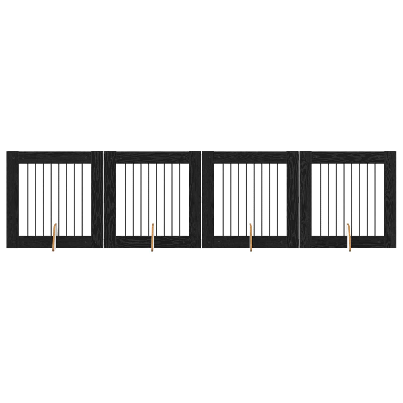 Πύλη Σκύλου με Στηρίγματα 4 pcs Μαύρη Δρυς 80 x 80 cm - Pakobazaar