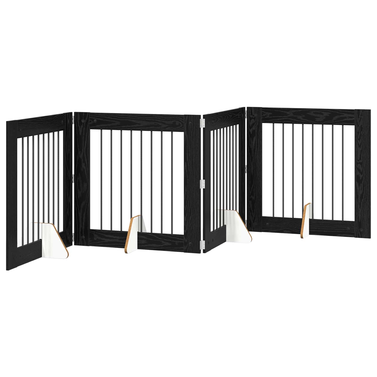 Πύλη Σκύλου με Στηρίγματα 4 pcs Μαύρη Δρυς 80 x 80 cm - Pakobazaar