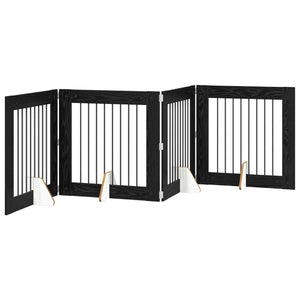 Πύλη Σκύλου με Στηρίγματα 4 pcs Μαύρη Δρυς 80 x 80 cm - Pakobazaar