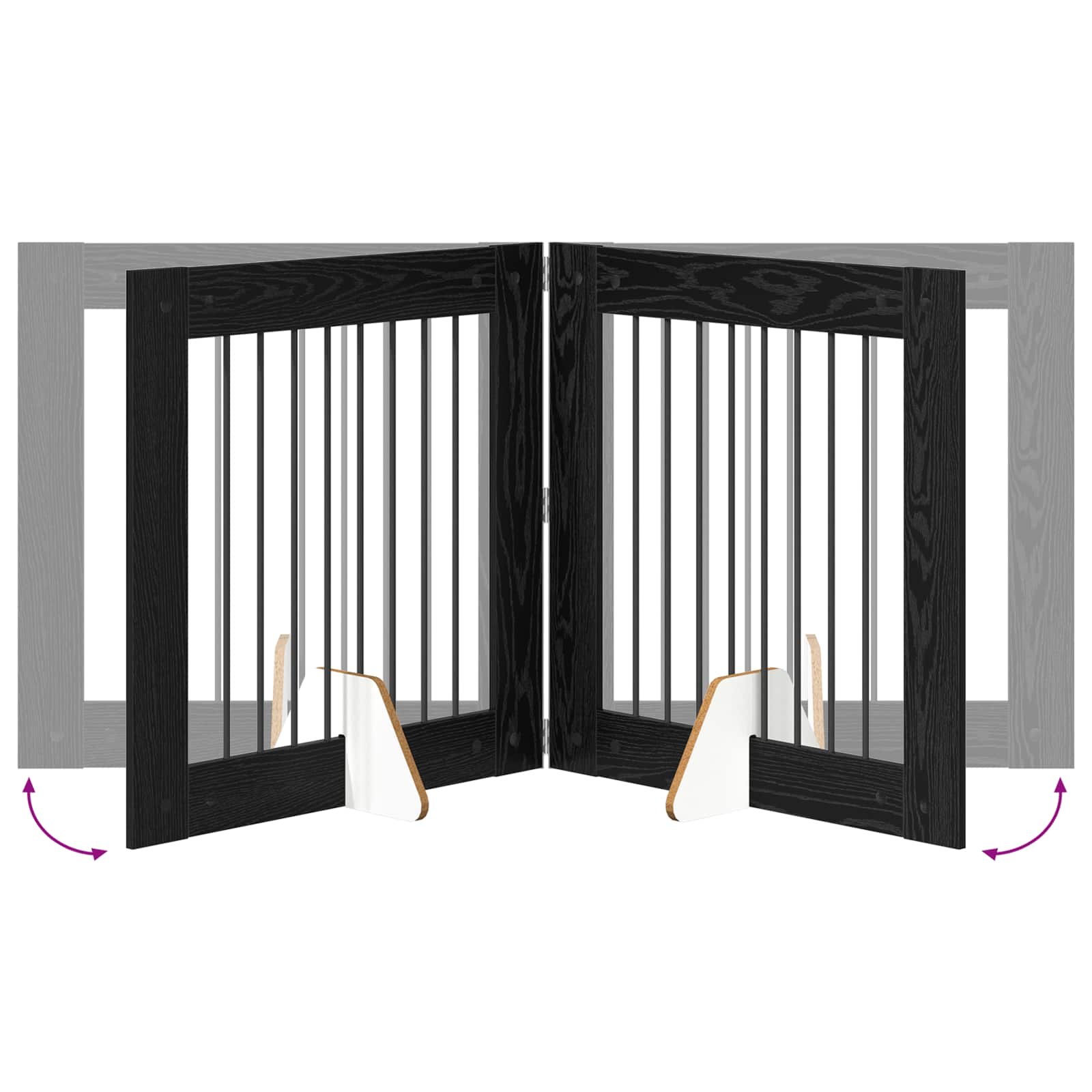 Πύλη Σκύλου με Στηρίγματα 4 pcs Μαύρη Δρυς 80 x 80 cm - Pakobazaar