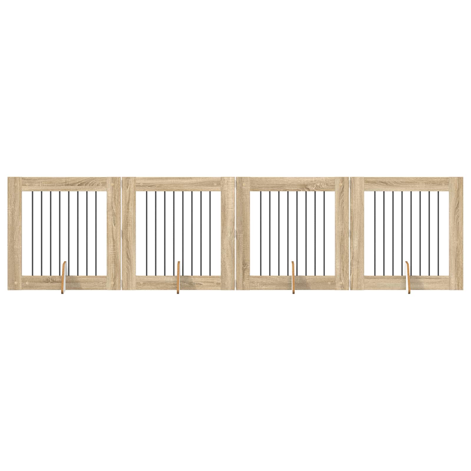 Πύλη Σκύλου με Στηρίγματα 4 pcs Sonoma Δρυς 80 x 80 cm - Pakobazaar