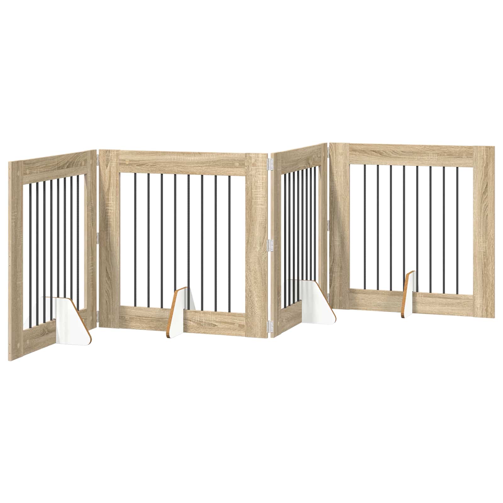 Πύλη Σκύλου με Στηρίγματα 4 pcs Sonoma Δρυς 80 x 80 cm - Pakobazaar