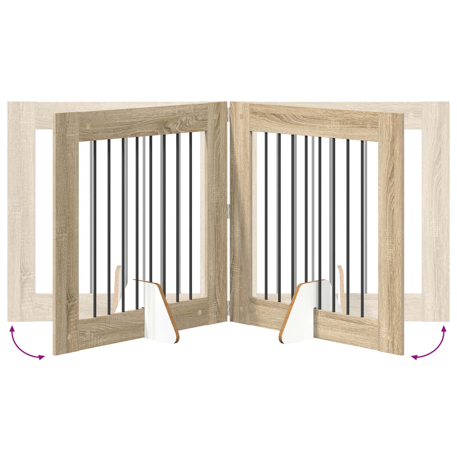 Πύλη Σκύλου με Στηρίγματα 4 pcs Sonoma Δρυς 80 x 80 cm - Pakobazaar