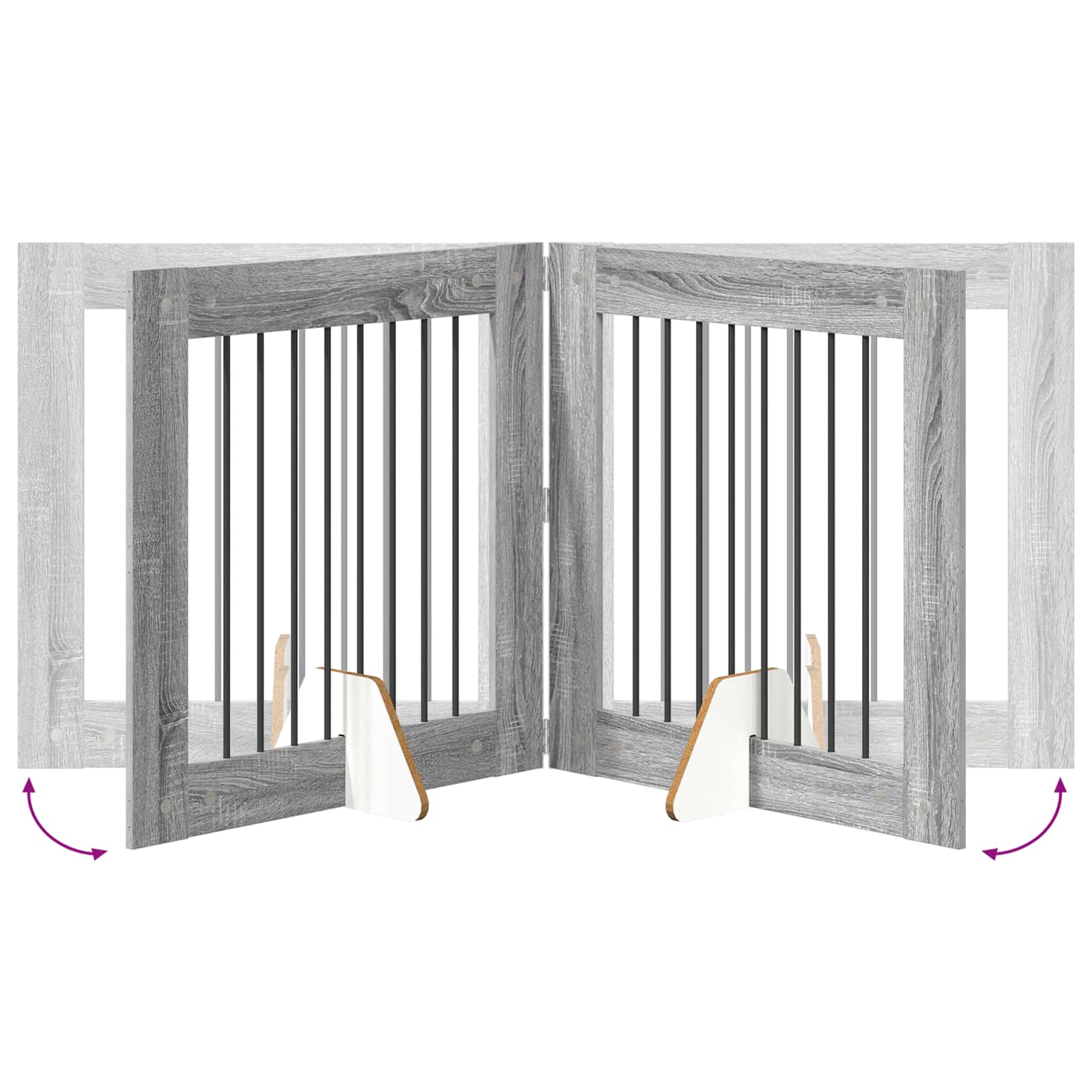 Πύλη Σκύλου με Στηρίγματα 4 pcs Γκρι Sonoma 80 x 80 cm - Pakobazaar