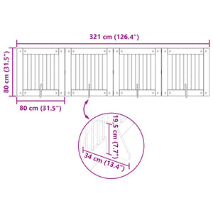 Πύλη Σκύλου με Στηρίγματα 4 pcs Γκρι Sonoma 80 x 80 cm - Pakobazaar