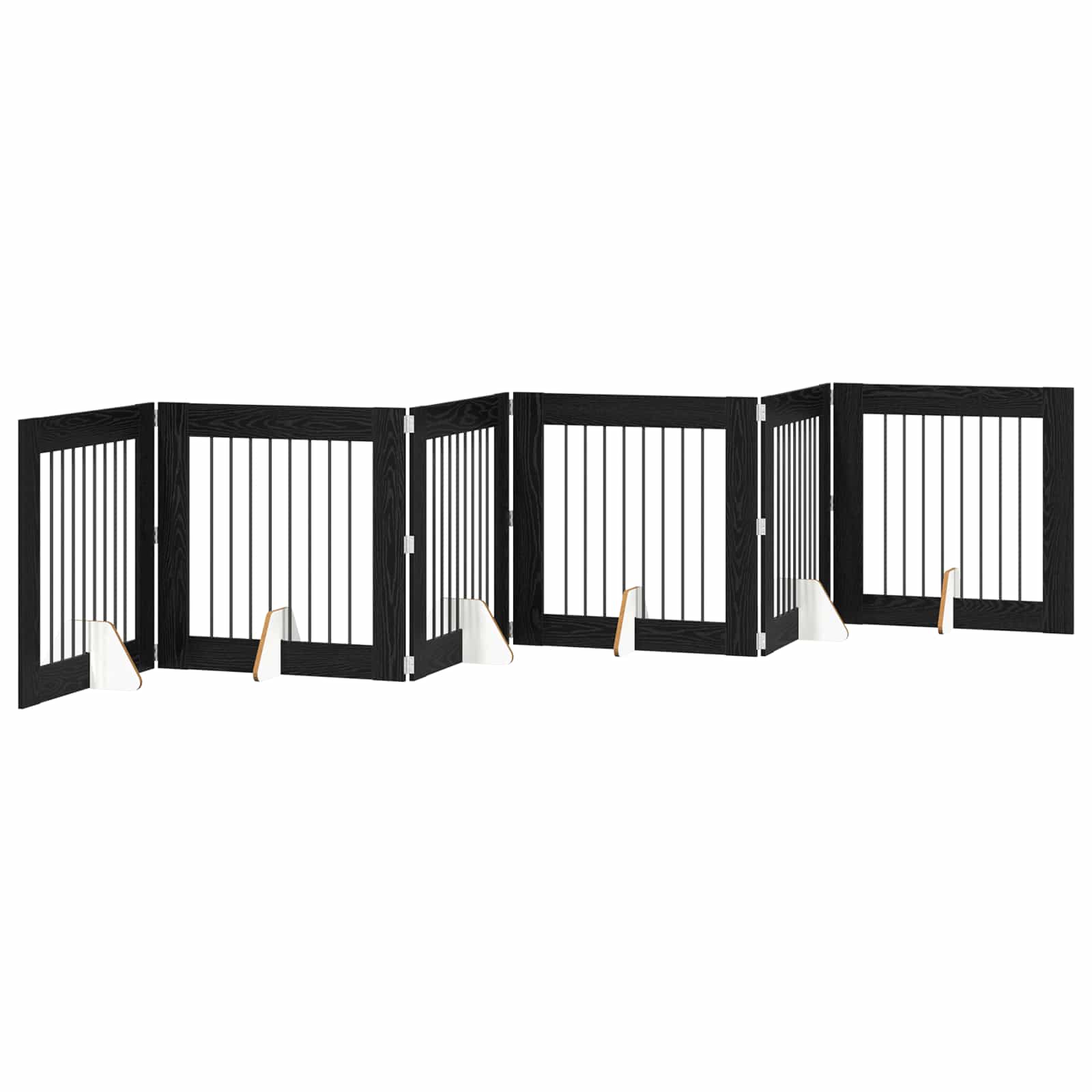 Πύλη Σκύλου με Στηρίγματα 6 pcs Μαύρη Δρυς 80 x 80 cm - Pakobazaar