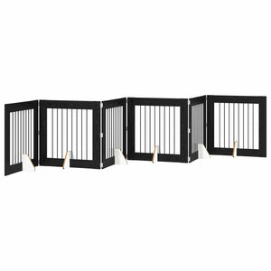 Πύλη Σκύλου με Στηρίγματα 6 pcs Μαύρη Δρυς 80 x 80 cm - Pakobazaar